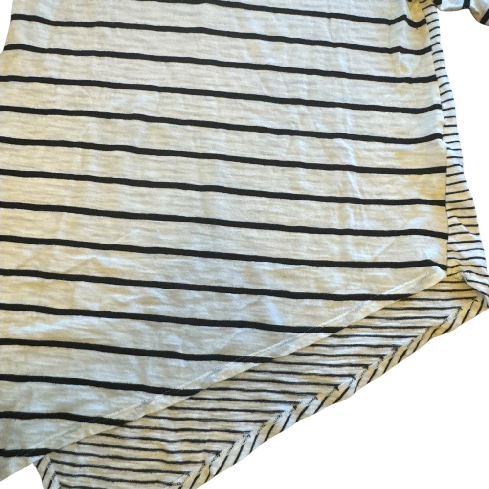 Chico’s‎ Striped Asymmetrical Hem Top – Size 1 (M) Black White Modal Blend - Picture 3 of 6